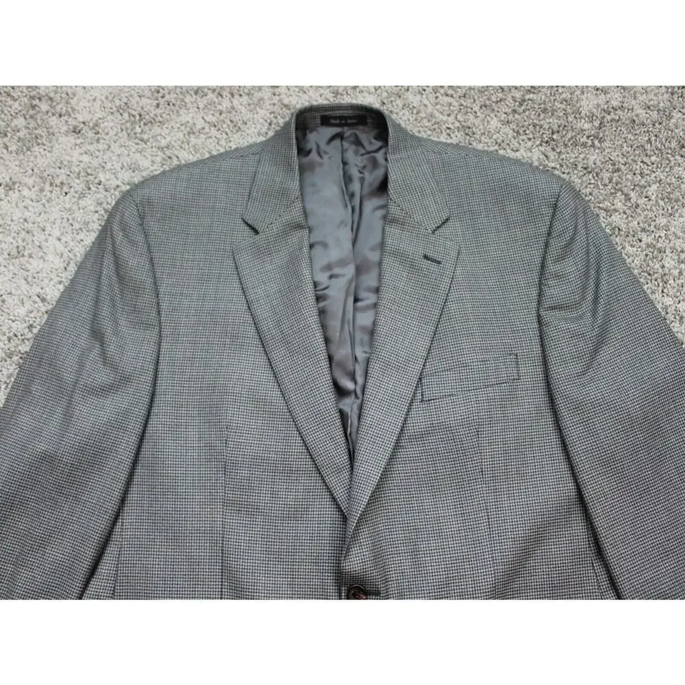Lauren Ralph Lauren Herringbone Blazer Mens 44L Gray Wool Tailored Jacket
